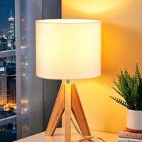Lampe de table décorative vintage en bois massif de style nordique, éclairage d'ambiance LED avec interrupteur à bouton pour chambre et salon