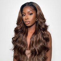 Perruque Synthétique KEMY HAIR à Onde Lâche avec Raie en T, Vente en Gros, Mélange Cuivré Brun Résistant à la Chaleur, Perruques Synthétiques pour Femmes