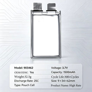 Batterie rechargeable Li-Polymère à décharge rapide 903462 3.7V 1500mAh 25C, cellule en pochette 8x35x60mm 32.5g pour modélisme RC - Product Image 2
