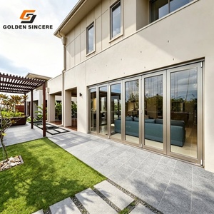 GS Modern Luxury Villa Glass Bifold <b>Door</b> Interior Folding <b>Door</b> with Nylon Screen <b>Netting</b> Design - Product Image 1
