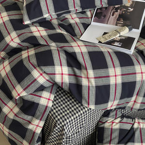 ชุดเครื่องนอน4ชิ้นแบบเรียบง่ายชุดเครื่องนอนสไตล์วินเทจผ้าทอลายสก๊อตชุดเครื่องนอนสไตล์เรียบง่ายทันสมัย - Product Image 6