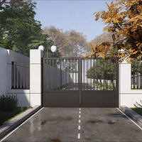 Portail de villa en aluminium gravé au laser de luxe, portail d'entrée de voie d'accès à lattes verticales décoratives, forme personnalisée spéciale, gravé au laser