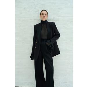 Blazer de Alta Costura para Mujer, Color Blanco, Modelo RIAN con Solapas, Tejido de Rayón y Elastano, Blazer Cruzado para Mujer - Product Image 4