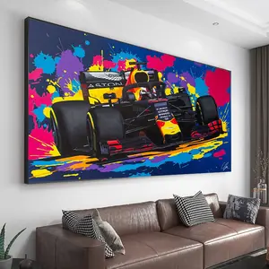 赛车F1超级汽车现代流行彩色帆布Quadro家居装饰绘画图片汽车墙壁艺术海报