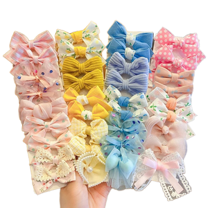 BOBO DP333 Set 10 Jepit Rambut Pita Bunga untuk Anak Gaya Eropa & Amerika Kain Warna Permen Pita 3T+ Jepit Rambut Bayi Perempuan - Product Image 1