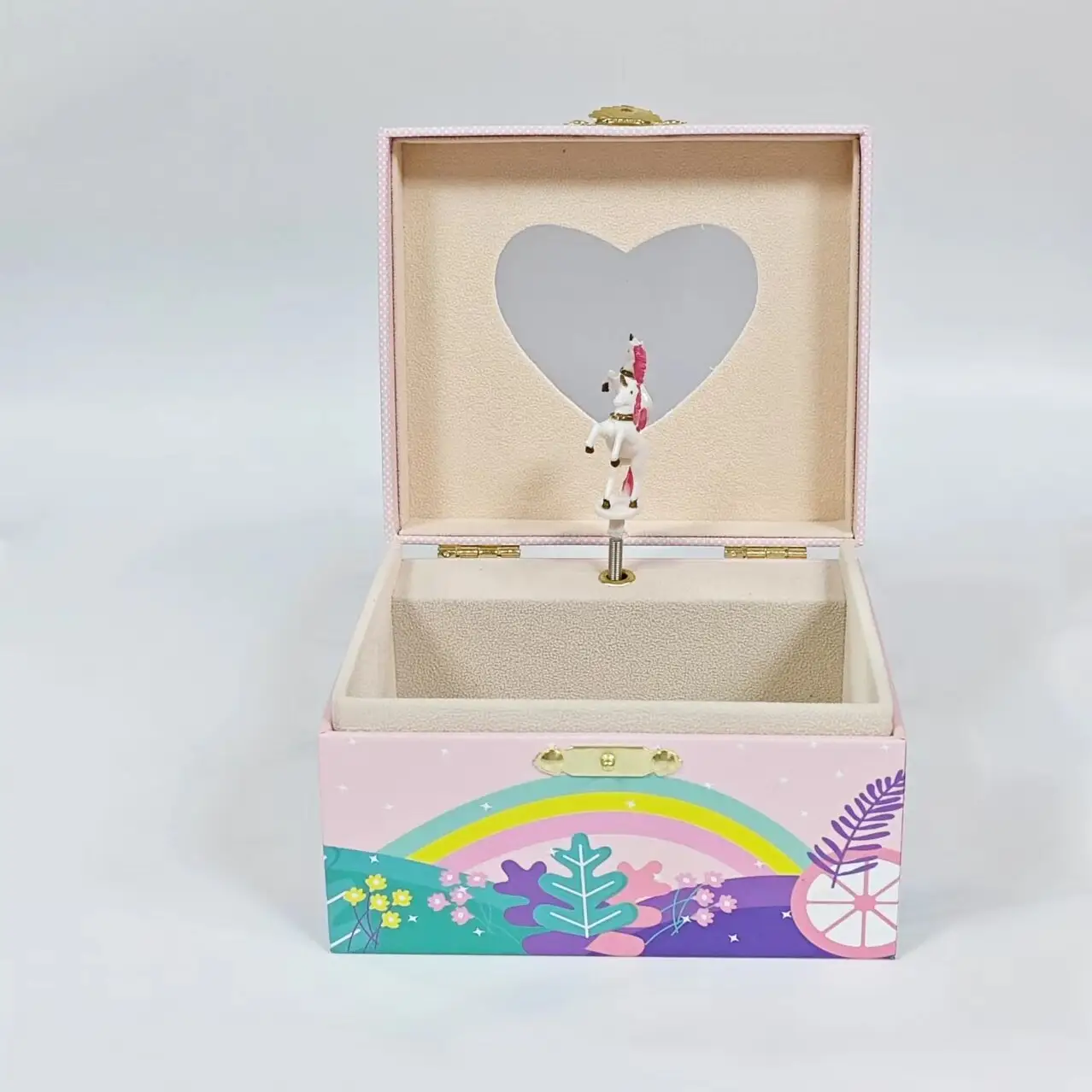 Ballerina-Schmuck-Musikbox Kinderspielzeug Jewelry Kurbel-Musikbox Einhorn rosa Papier-Musikbox