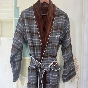 <span class=keywords><strong>Peignoir</strong></span> confortable de <span class=keywords><strong>grande</strong></span> <span class=keywords><strong>taille</strong></span> en microfibre respirante à carreaux, double couche, manches longues, pour <span class=keywords><strong>homme</strong></span> - Product Image 2