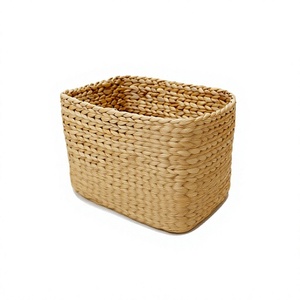 <b>Water</b> <b>Hyacinth</b> <b>Storage</b> <b>Basket</b> Handmade Woven Organizer Rectangular Bin with Handle for Home Office Shelf - Product Image 1