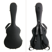 Étui rigide pour guitare électrique classique en cuir noir Rm, en fibre de verre robuste, doublure en velours, poignée en cuir - Personnalisable pour guitare/basse