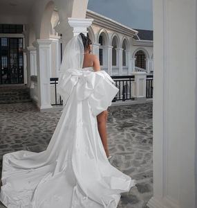 Vestido de Novia de Lujo con Cristales, Corte A, Corto, con Brillo, Estilo Africano, <span class=keywords><strong>para</strong></span> Bodas Civiles, con Chal, Personalizado - Product Image 4