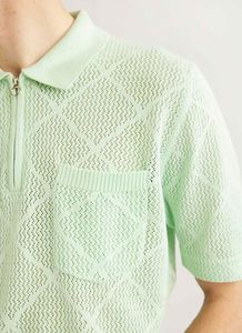 Camiseta de manga corta de algodón de punto informal a la moda personalizada Polo de punto con cremallera para hombre - Product Image 2