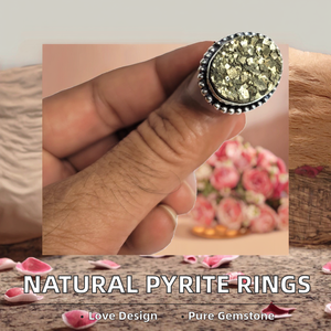 Anillos de Bola Tallada en Pirita Natural con Baño de Plata, Joyería de Moda de Alta Calidad, Venta al Por Mayor - Product Image 2