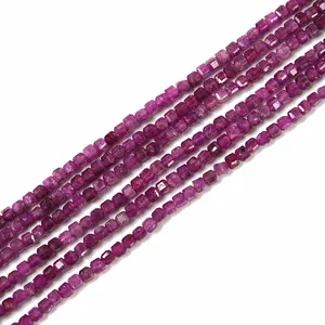 Небольшие граненые бусины из Рубинового Камня для самостоятельного изготовления ювелирных изделий, 2 мм