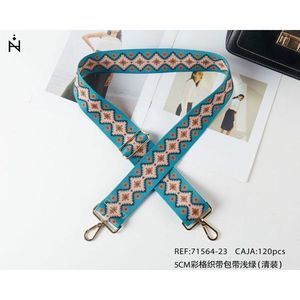 5Cm Webbing <b>Strap</b> Checkered Light Green For <b>Bag</b> Handle <b>Replacement</b> - Product Image 3