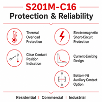 Disjoncteur miniature S201M-C16 1P 16A Courbe C 10kA CSA C22.2 N°235 pour panneaux de commande au Canada
