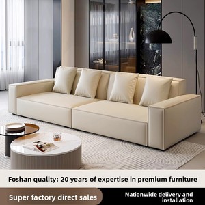 Sofá Italiano Minimalista Moderno de Diseño Recto con Cubierta de Tela Escarchada para Sala de Estar de Apartamentos Pequeños - Product Image 3