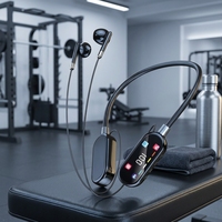 Écouteurs sans fil tour de cou en gros Bluetooth 5.4 avec affichage numérique LED, basses stéréo, Type-C, longue autonomie pour le sport et la course à pied