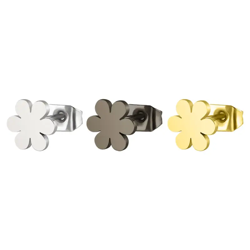 2021 Hot Sell Modeschmuck Gold Silber Blumen form Kleine Edelstahl Ohr stecker für Frauen Männer