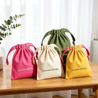 Sac en coton recyclable personnalisé avec logo, pochette en toile jaune herbe verte pour bijoux, emballage de bonbons