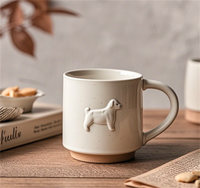 Tasse en céramique gaufrée petite abeille avec poignée tasse à thé de couleur blanc et vert clair tasses à café Latte de Style minimaliste