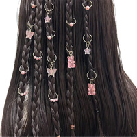 Lot de 14 pinces à cheveux en alliage doré, motifs tresses, ours roses, papillons et étoiles, pour dreadlocks et accessoires capillaires