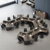 Conjunto de Escritorio y Silla de Oficina en Forma de Y, Estación de Trabajo para Personal con Separador de Ambientes