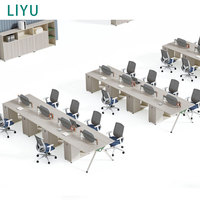 Bureau de travail moderne en bois Liyu, poste de travail extensible multifonctionnel pour 2, 4 ou 6 personnes