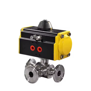 Covna khí nén actuated bóng van thực phẩm an toàn thép không gỉ t L cổng 4inch khí nén thiết bị truyền động <span class=keywords><strong>3</strong></span> cách khí nén bóng van - Product Image 2