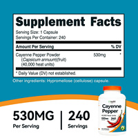 Compléments d'extrait de piment de Cayenne en capsules de capsaïcine à marque privée pour le soutien naturel du métabolisme et la vitalité quotidienne