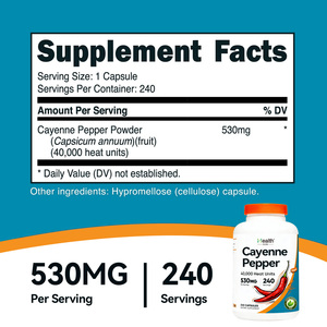 Compléments d'extrait de piment de Cayenne en capsules de capsaïcine à marque privée pour le soutien naturel du métabolisme et la vitalité quotidienne - Product Image 3