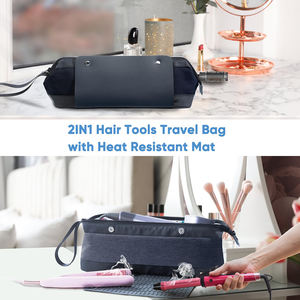 Bolsa de viaje 2 en 1 para herramientas para el cabello con alfombrilla resistente al calor, bolsa de viaje con compartimento impermeable para <span class=keywords><strong>secador</strong></span> de pelo <span class=keywords><strong>Dyson</strong></span> Styler - Product Image 6