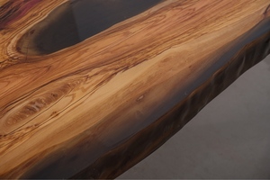 Mesa <span class=keywords><strong>de</strong></span> Madera <span class=keywords><strong>de</strong></span> <span class=keywords><strong>Olivo</strong></span> Natural con Borde Vivo y Resina Epoxi Negra 2026 - Mesa Grande <span class=keywords><strong>de</strong></span> Madera para Comedor y Conferencias - Product Image 4