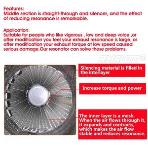 1/2 Piezas Silenciador de Escape para Auto de 63mm 2.5'', Resonador de Acero Inoxidable, Punta de Silenciador, Sistema de Escape Universal - Product Image 2