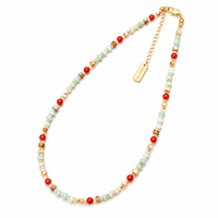 Collier de perles en pierre naturelle colorée pour femme, accessoires de mode estivaux, bijoux Dopamine, fournisseur en gros