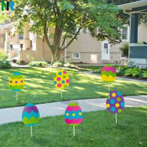 Panneaux de jardin extérieurs personnalisables en PP imperméable, motif Lapin de Pâques et Œuf, grande taille, pour fête de Pâques, vente en gros - Product Image 1