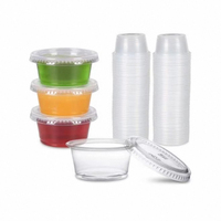 Gobelet à sauce jetable moderne, écologique, transparent, rond, en plastique, 2 oz, avec couvercle séparé