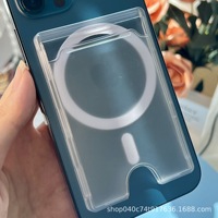 Étui de protection magnétique givré mat en PC transparent avec double fente verticale pour cartes, compatible avec 17 I18e