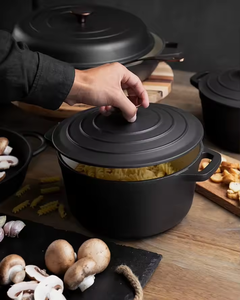Men gang nồi đồ dùng nhà bếp không dính Matte Đen Nấu ăn nồi 8 cái Bộ men Cookware Set men gang nồi hải sản - Product Image 3