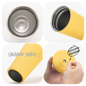 Gobelet isotherme réutilisable à double paroi sous vide pour le voyage, avec paille et couvercle en silicone - Product Image 5