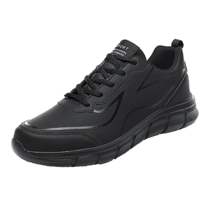 <b>Waterproof</b> Patent Leather Upper <b>Lightweight</b> LMD Sole Men's Black Shock Flat <b>Walking</b> Style Spring Summer EVA Jogging Sneakers - Product Image 4