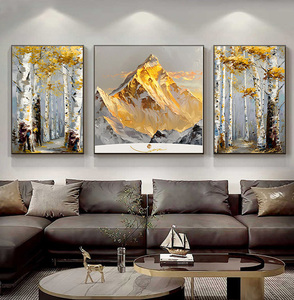 Cuadro decorativo de pared <span class=keywords><strong>con</strong></span> textura de pintura al óleo de paisaje, <span class=keywords><strong>con</strong></span> textura de cuero impresa en UV estereoscópica en 3D. - Product Image 1