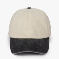 Casquette de baseball personnalisée 6 panneaux non structurés deux tons chapeau de papa en coton lavé teint en pigments brodé rétro casquette réglable incurvée