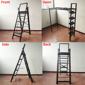 Séchoir à <span class=keywords><strong>linge</strong></span> industriel en aluminium à 3/4/5 marches avec marchepieds et main courante en fer, capacité 150 kg, sécurité renforcée, extérieur, noir - Product Image 4
