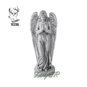Decoración de cementerio al aire libre estatua de resina de tamaño natural estatua de Ángel rezando de fibra de vidrio a la venta - Product Image 1