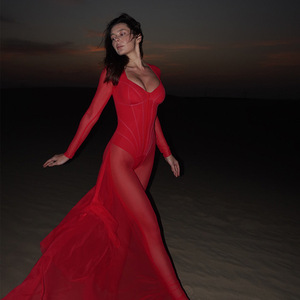 Body de Mujer Transparente de Manga Larga con Cuello en V, Body de Malla Elástica de Grosor Medio, Tejido de Poliéster con Microelasticidad - Product Image 3