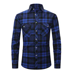 OEM/ODM Franela style vintage automne hiver vente en gros de chemises en flanelle à manches longues 100% coton sur mesure pour hommes