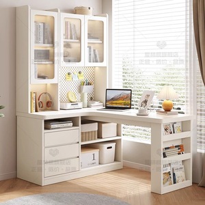 Scrivania in Legno con Libreria ad Angolo, Scrivania per Computer Adatta per Appartamenti, Camere da Letto e per lo Studio di Bambini e Studenti - Product Image 6