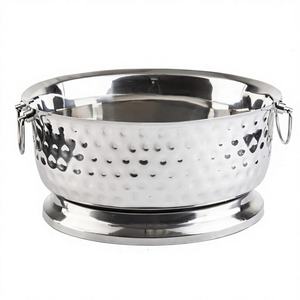 Refroidisseur à vin décoratif moderne de luxe, double anneau, fait à la main, élégant, seau à glace, base sculptée, artisanat en métal écologique - Product Image 1