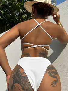 PASUXI Logo personalizzato 2024 estivo costumi da bagno con fascia capestro Bikini perizoma senza schienale Sexy piscina costume da bagno per le signore