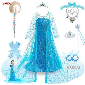 Carnaval <span class=keywords><strong>luxe</strong></span> paillettes <span class=keywords><strong>Elsa</strong></span> princesse Costumes film Anime filles anniversaire habiller reine des neiges <span class=keywords><strong>Elsa</strong></span> robe enfants Halloween Costumes - Product Image 1